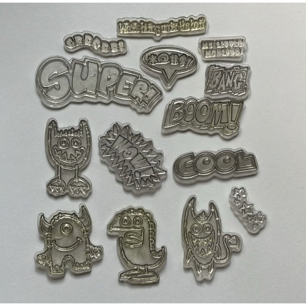 Clear Stamp Set – Funny Cartoon Monsters 👾 Crafting & Scrapbooking Supplies
